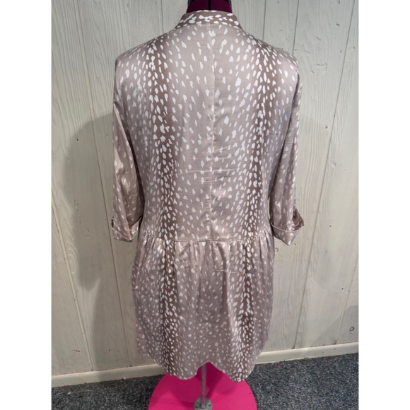 TUCKERMUCK Beige & White Antelope Print ButtonRoyal Shirt Dress L - Picture 7 of 15